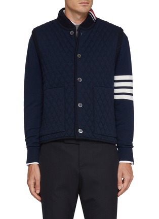 Main View - Click To Enlarge - THOM BROWNE - Stripe Neck Quilted Vest