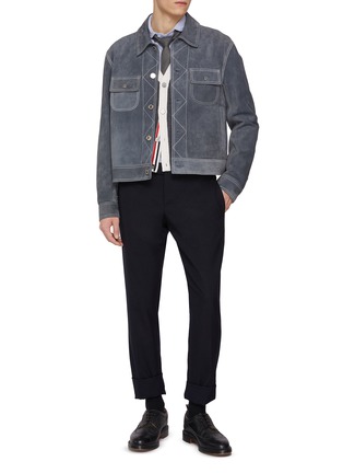 Figure View - Click To Enlarge - THOM BROWNE - Round Collar Cotton Oxford Shirt