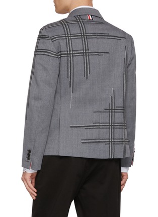 Back View - Click To Enlarge - THOM BROWNE - School Uniform Chain And Blanket Stitch Degradé Wool Blend Blazer