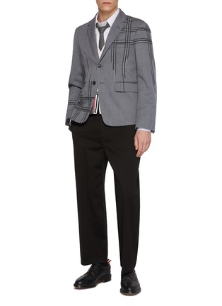 Figure View - Click To Enlarge - THOM BROWNE - School Uniform Chain And Blanket Stitch Degradé Wool Blend Blazer