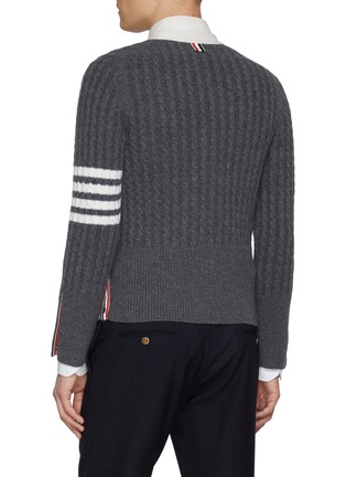 Back View - Click To Enlarge - THOM BROWNE - Baby Cable Stitch 4-Bar Cashmere Cardigan