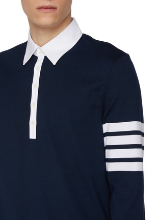  - THOM BROWNE - 4 Bar Contrast Collar Cotton Polo Shirt