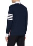 Back View - Click To Enlarge - THOM BROWNE - 4 Bar Contrast Collar Cotton Polo Shirt