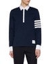 Main View - Click To Enlarge - THOM BROWNE - 4 Bar Contrast Collar Cotton Polo Shirt