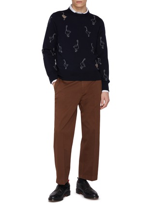 Figure View - Click To Enlarge - THOM BROWNE - Straight Leg Cotton Chinos