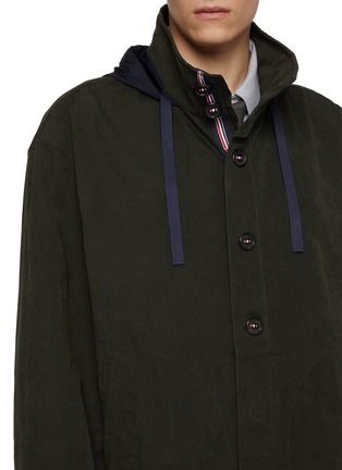  - THOM BROWNE - Waxed Tech Cotton Hooded Anorak Jacket