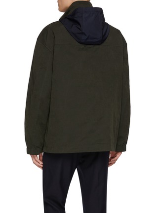 Back View - Click To Enlarge - THOM BROWNE - Waxed Tech Cotton Hooded Anorak Jacket