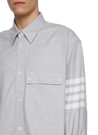  - THOM BROWNE - Oversized 4-Bar Cotton Flannel Shirt