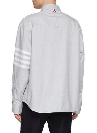 Back View - Click To Enlarge - THOM BROWNE - Oversized 4-Bar Cotton Flannel Shirt
