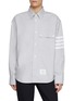 Main View - Click To Enlarge - THOM BROWNE - Oversized 4-Bar Cotton Flannel Shirt