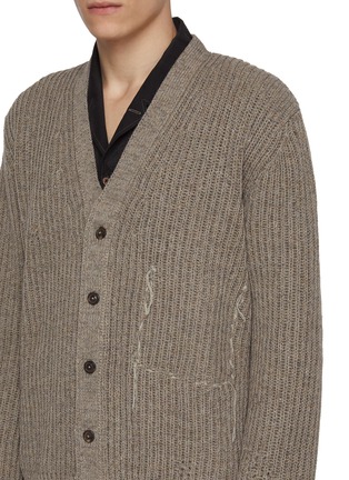  - MAISON MARGIELA - Frayed Stitch Wool Cotton Knit Cardigan