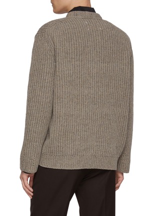 Back View - Click To Enlarge - MAISON MARGIELA - Frayed Stitch Wool Cotton Knit Cardigan