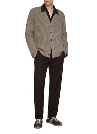 Figure View - Click To Enlarge - MAISON MARGIELA - Frayed Stitch Wool Cotton Knit Cardigan