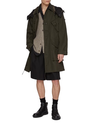 Figure View - Click To Enlarge - MAISON MARGIELA - Hooded Cotton Blend Twill Sports Parka Coat