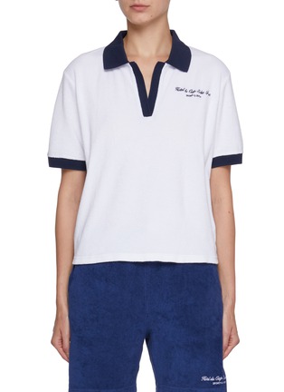 Main View - Click To Enlarge - SPORTY & RICH - X Hotel du Cap-Eden-Roc Cursive Cotton Terry Polo Shirt