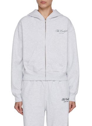 Main View - Click To Enlarge - SPORTY & RICH - The Carlyle Script Cropped Zip Up Hoodie