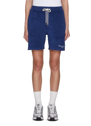 Main View - Click To Enlarge - SPORTY & RICH - X Hotel du Cap-Eden-Roc Cursive Embroidered Cotton Terry Shorts