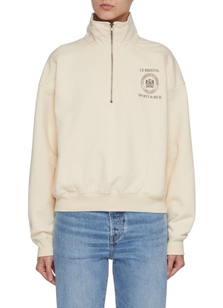 Main View - Click To Enlarge - SPORTY & RICH - Crest Seal Faubourg Quarter Zip Sweatshirt