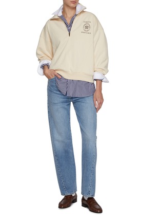 Figure View - Click To Enlarge - SPORTY & RICH - Crest Seal Faubourg Quarter Zip Sweatshirt