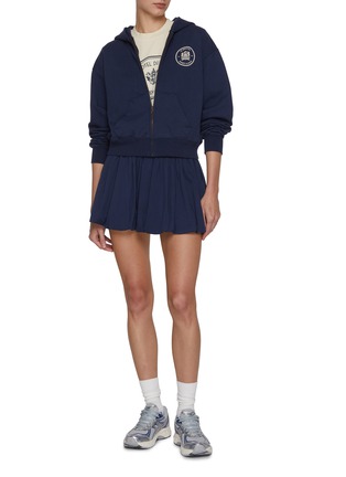 Figure View - Click To Enlarge - SPORTY & RICH - Bristol Crest 100th Cropped Zip Up Hoodie