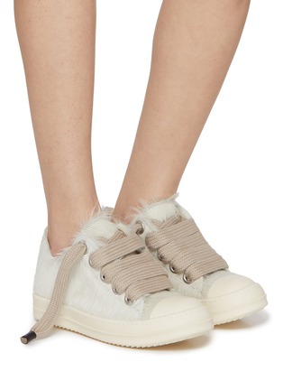 Figure View - Click To Enlarge - RICK OWENS  - Jumbolace Calf Hair Women's Low Top Sneakers