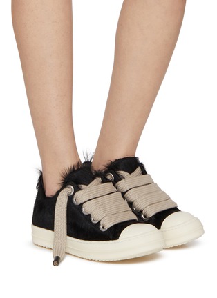 Figure View - Click To Enlarge - RICK OWENS  - Jumbolace Calf Hair Women's Low Top Sneakers