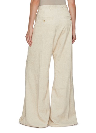 Back View - Click To Enlarge - RICK OWENS  - Bela Wide Leg Cotton Linen Corduroy Pants