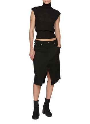 Figure View - Click To Enlarge - RICK OWENS  - Slivered Wool Drill Skirt