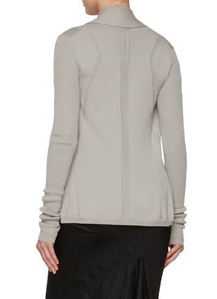 Back View - Click To Enlarge - RICK OWENS  - Open Front Ribbed Knit Naska Cardigan