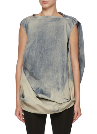 Main View - Click To Enlarge - RICK OWENS  - Stone Washed Bubble Cotton Denim Top