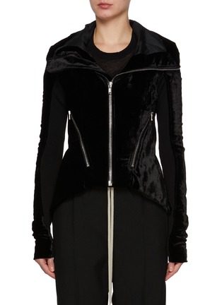 Main View - Click To Enlarge - RICK OWENS  - Naska Velvet Zip Up Jacket