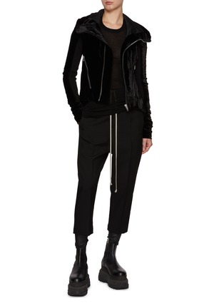 Figure View - Click To Enlarge - RICK OWENS  - Naska Velvet Zip Up Jacket
