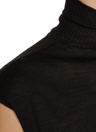  - RICK OWENS  - Ribbed Mock Neck Cap Sleeve Wool Top