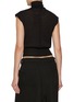 Back View - Click To Enlarge - RICK OWENS  - Ribbed Mock Neck Cap Sleeve Wool Top