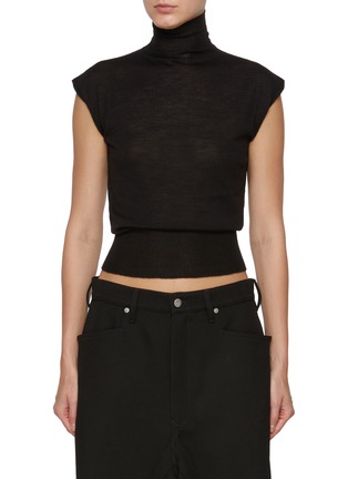 Main View - Click To Enlarge - RICK OWENS  - Ribbed Mock Neck Cap Sleeve Wool Top