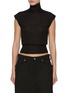 Main View - Click To Enlarge - RICK OWENS  - Ribbed Mock Neck Cap Sleeve Wool Top