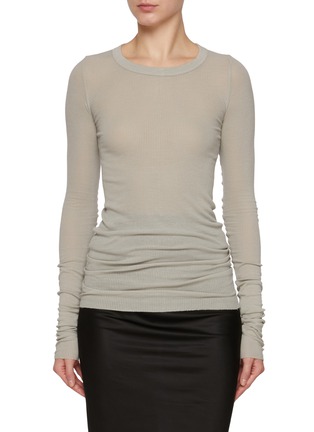 Main View - Click To Enlarge - RICK OWENS  - Ribbed Jersey Long-Sleeve Tee