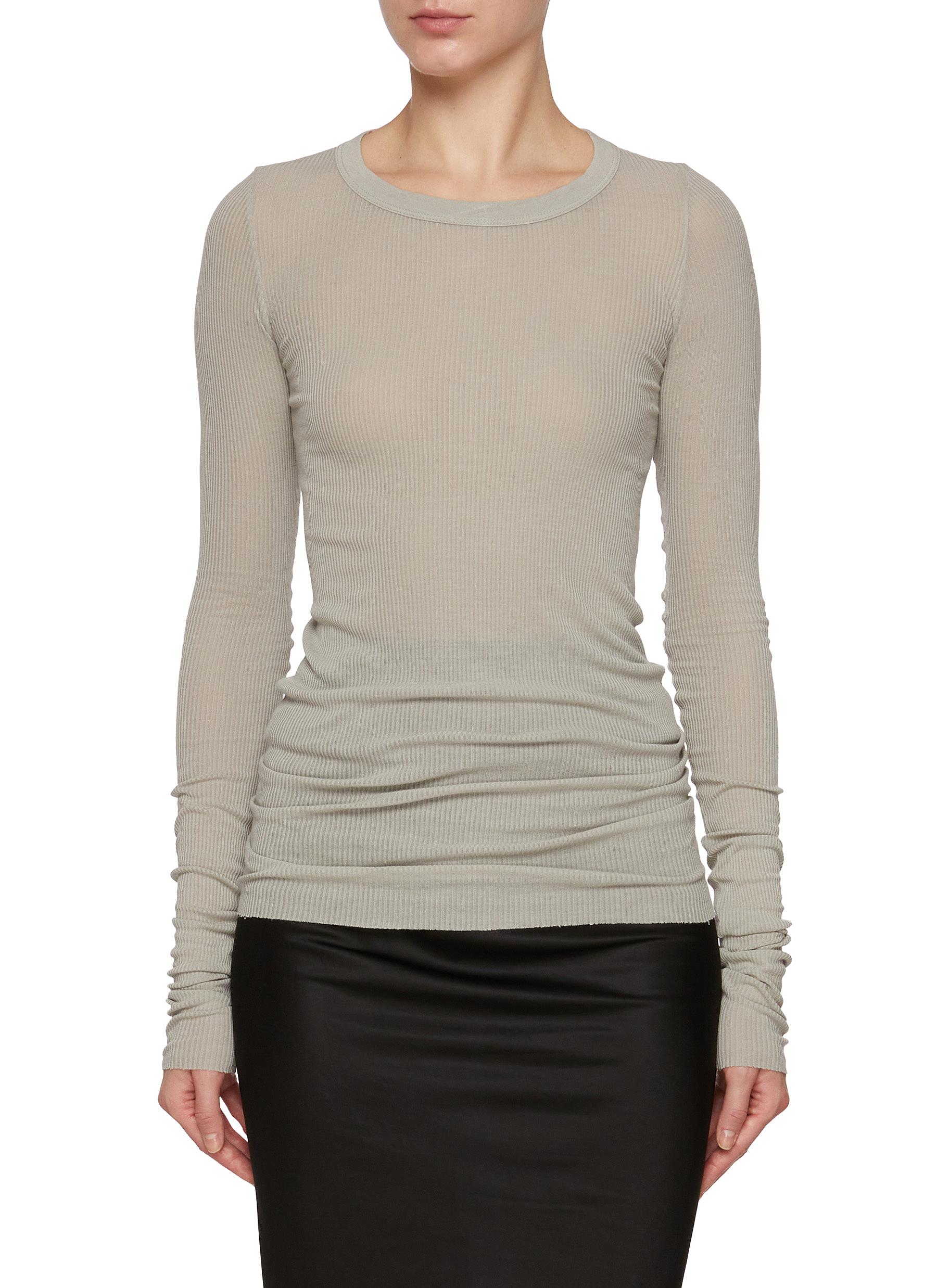 【RICK OWENS】Ribbed jersey top リブ編みジャージー Tシャツ RICK OWENS | Ribbed Jersey Long-Sleeve Tee | Women | Lane