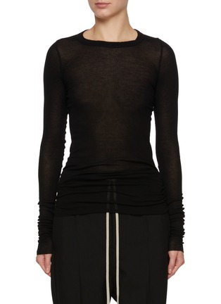 Main View - Click To Enlarge - RICK OWENS  - Ribbed Jersey Long-Sleeve Tee