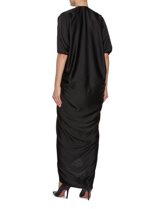 Back View - Click To Enlarge - RICK OWENS  - Wide Sleeve V-Neck Satin Kite Gown