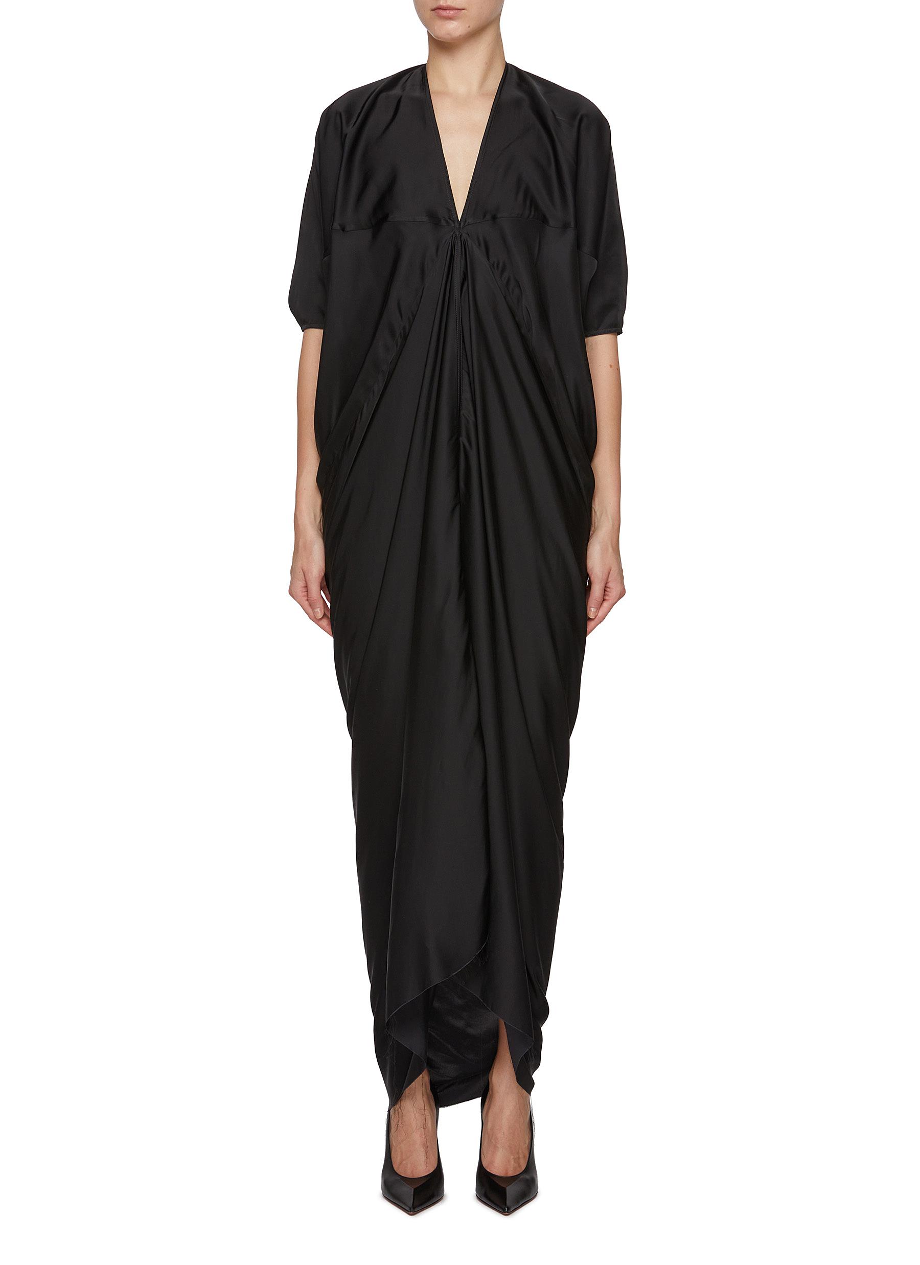 【送料&関税込】Rick Owens kite Ankle Length Gown RICK OWENS | Wide Sleeve V-Neck Satin Kite Gown | Women