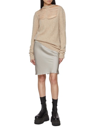 Figure View - Click To Enlarge - RICK OWENS  - Bias Cut Satin Mini Skirt