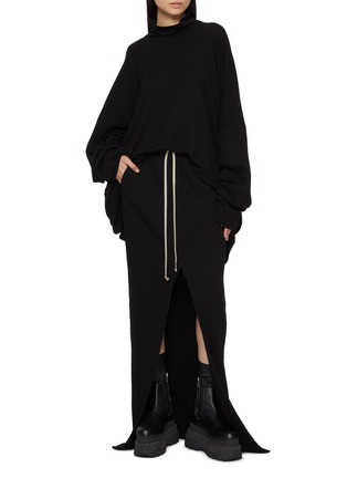 Figure View - Click To Enlarge - RICK OWENS DRKSHDW - Slit Front Cotton Pillar Skirt
