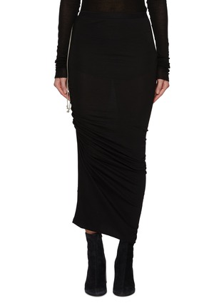 Main View - Click To Enlarge - RICK OWENS DRKSHDW - Edfu Asymmetrical Drawstring Cotton Skirt