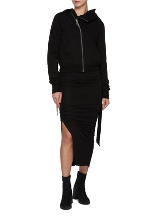 Figure View - Click To Enlarge - RICK OWENS DRKSHDW - Edfu Asymmetrical Drawstring Cotton Skirt