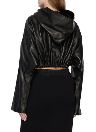 Back View - Click To Enlarge - RICK OWENS  - Cropped Leather Hoodie