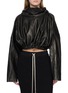 RICK OWENS  Cropped Leather Hoodie