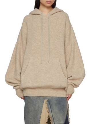 Main View - Click To Enlarge - RICK OWENS  - Hun Oversized Alpaca Wool Blend Knit Hoodie