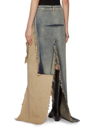 Back View - Click To Enlarge - RICK OWENS  - Sliced Collage Denim Cotton Skirt