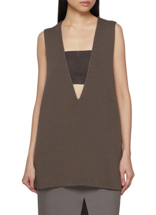 Main View - Click To Enlarge - RICK OWENS  - Sleeveless V-Neck Wool Knit Tank Top